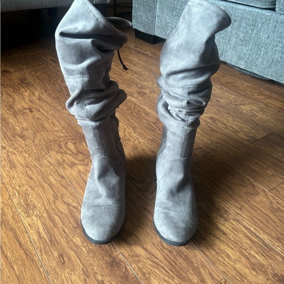 SM New York Over the Knee Gray Boots - Picture 2 of 7